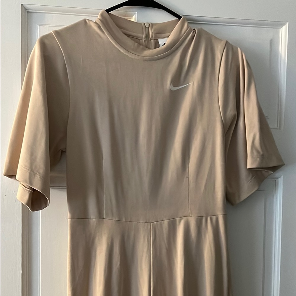 Nike Tan Short Sleeve zip up jumpsuit